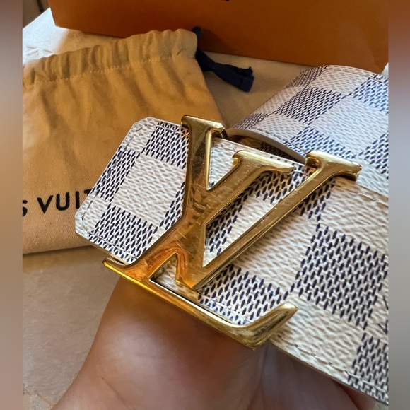 AUTHENTIC Used Louis Vuitton white checkered initials belt. - Picture 2 of 5